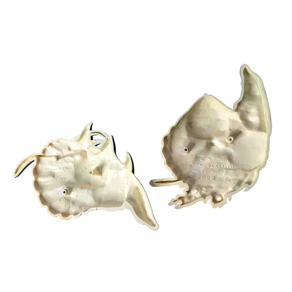 Vtg Burwood Co. Green Fish Wall Decor Shelf Set 1988 2882 2924 Kitsch Coastal
